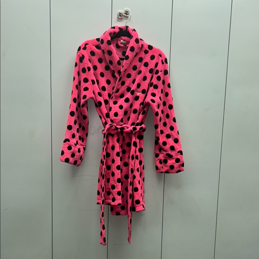 PINK Victoria's Secret Fleece Robe with Black Dots